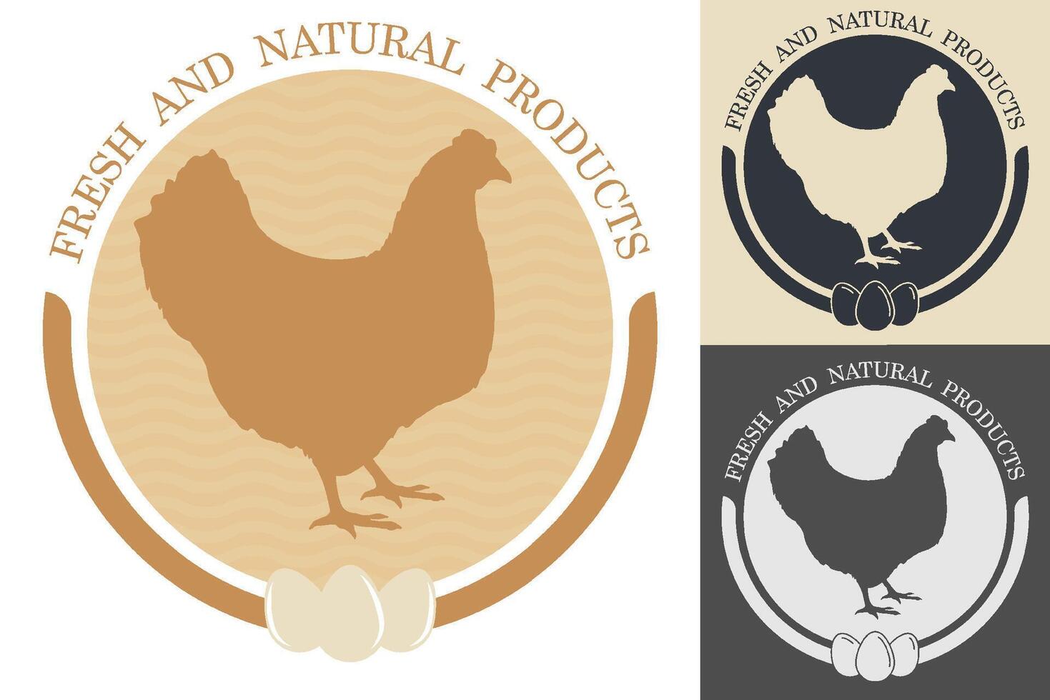 Silhouette of chicken inside circle. Embelm, badge for farm or organic chicken meat. Farm bird. isolated on white background vector