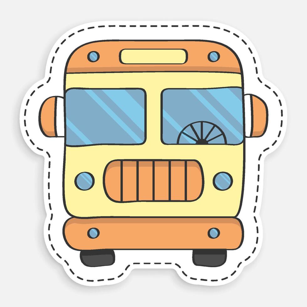 cartoon icon of doodle American school bus. Transport for transporting children of passengers. image isolated on white background vector