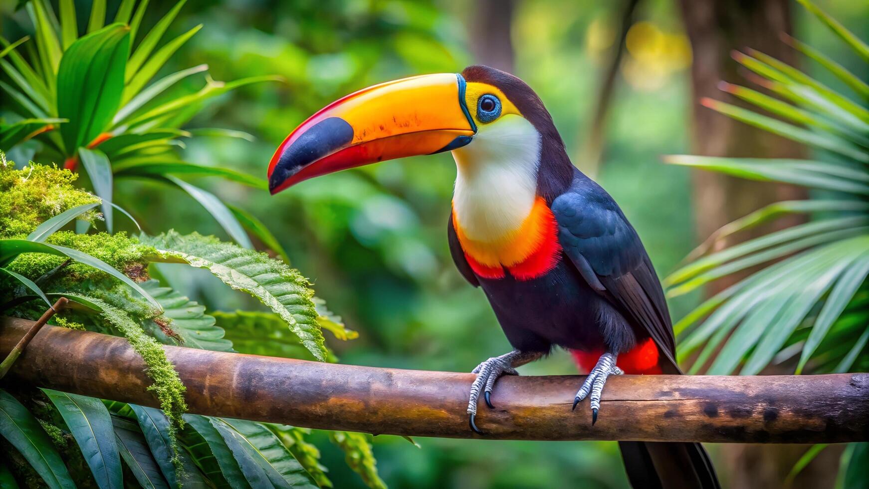 Toco toucan in the reserve of exotic tropical birds. photo