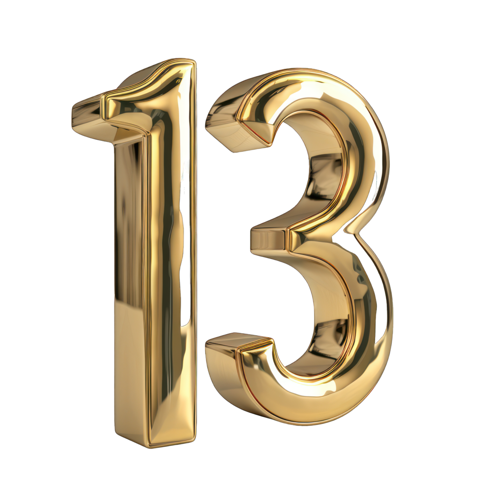 Foil helium balloon number 13 no background png