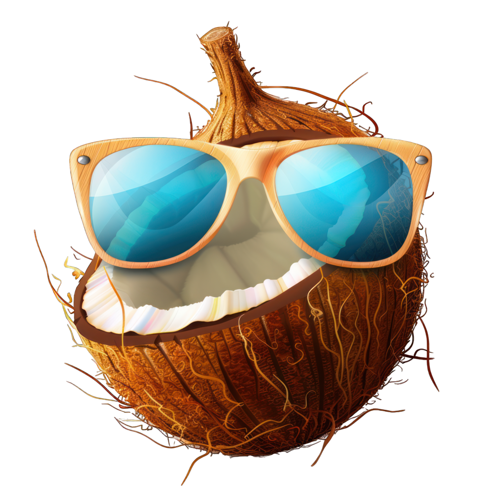 Coconut wearing glasses no background png