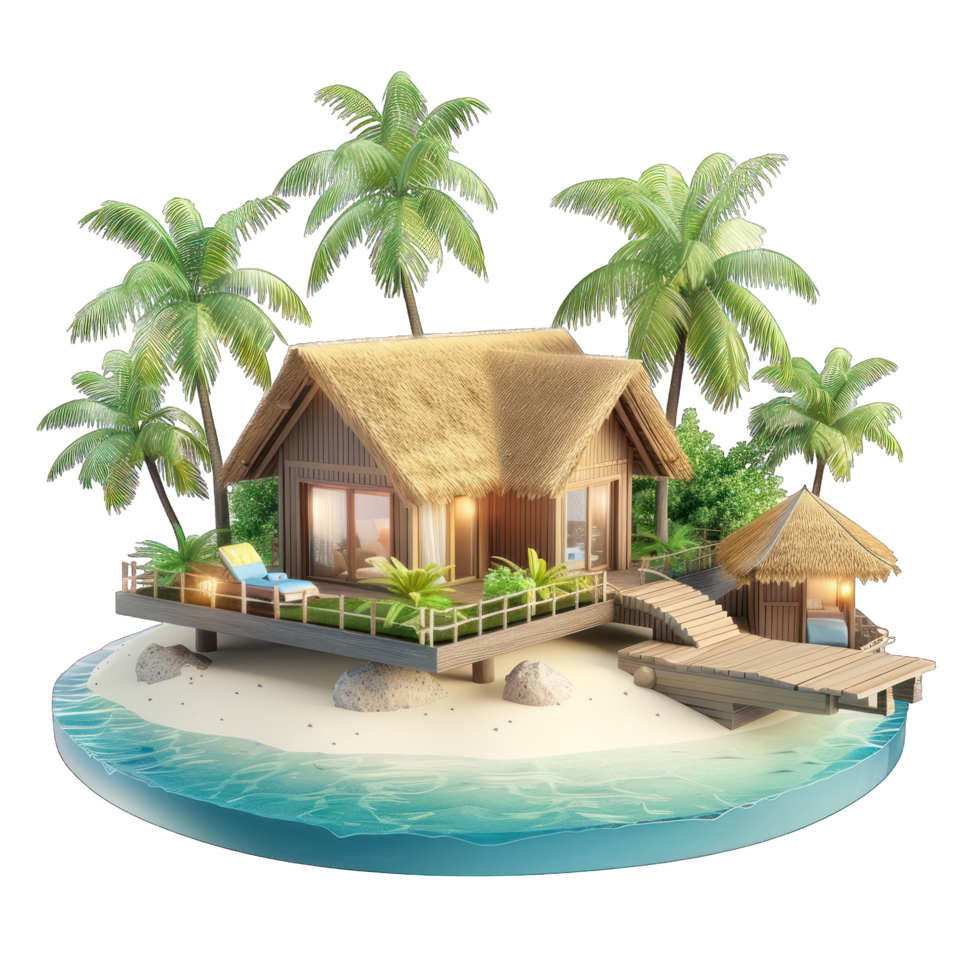 Beautiful house at beach transparent background png