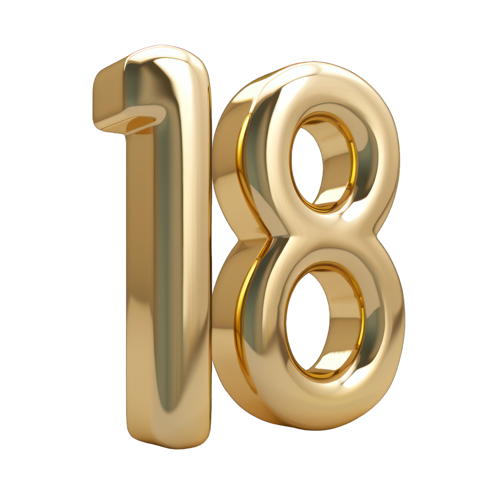 Foil helium balloon number 18 no background png
