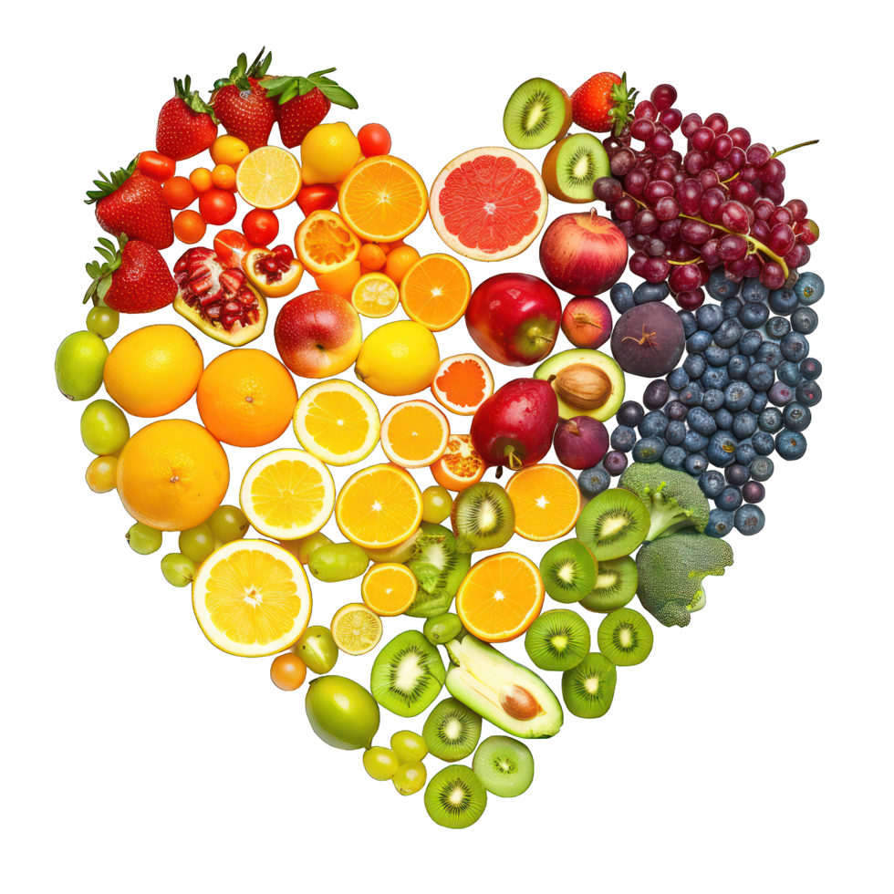 heart made of different fruit transparent background png