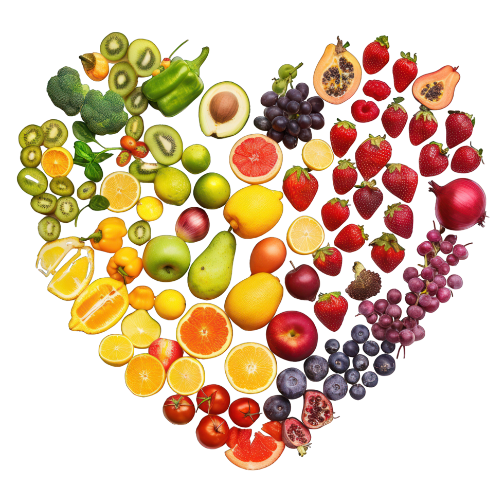 heart made of different fruit transparent background png