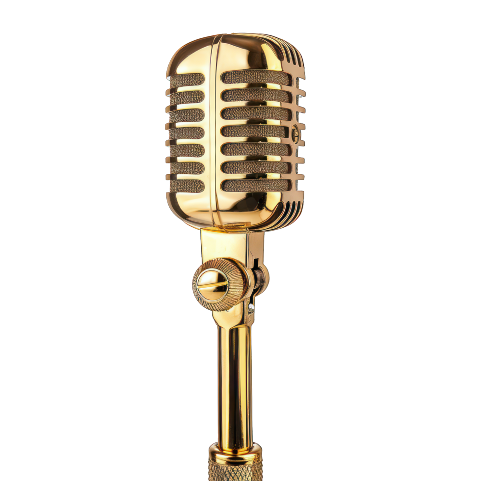golden microphone transparent background png