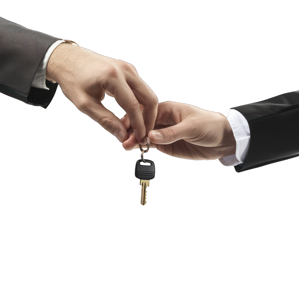 man's hand handing keys over to another man's hand transparent background png