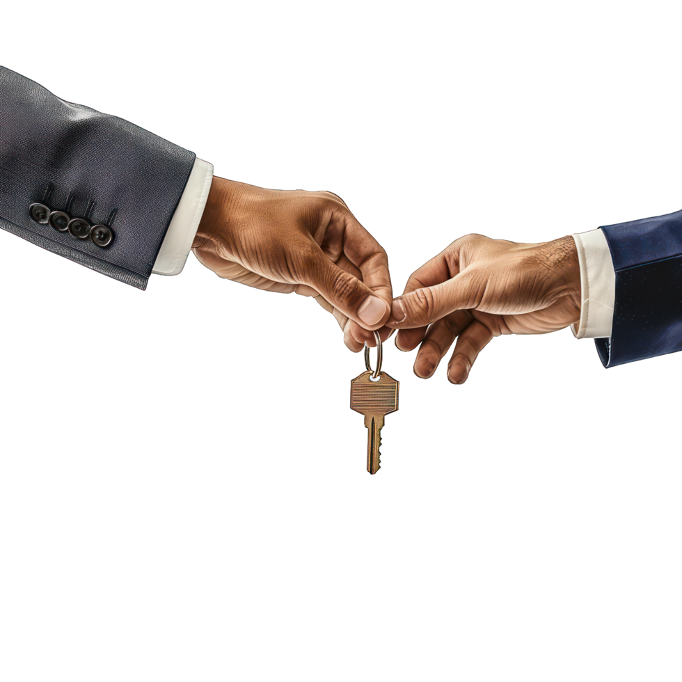man's hand handing keys over to another man's hand transparent background png
