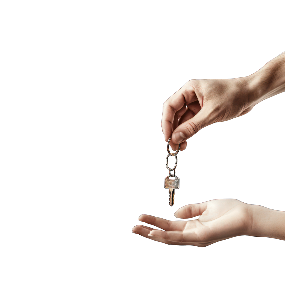 hand handing over the key to other hand transparent background png