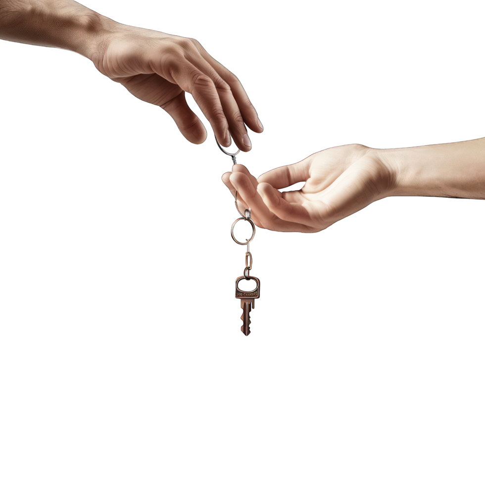 hand handing over the key to other hand transparent background png