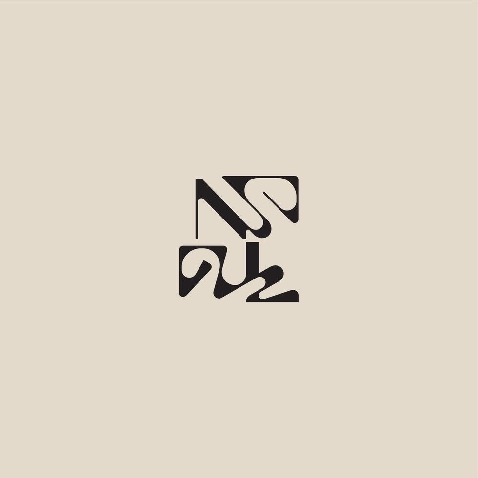 elegant initial logo bold style and luxury concept NL curved typography monogram letter vector