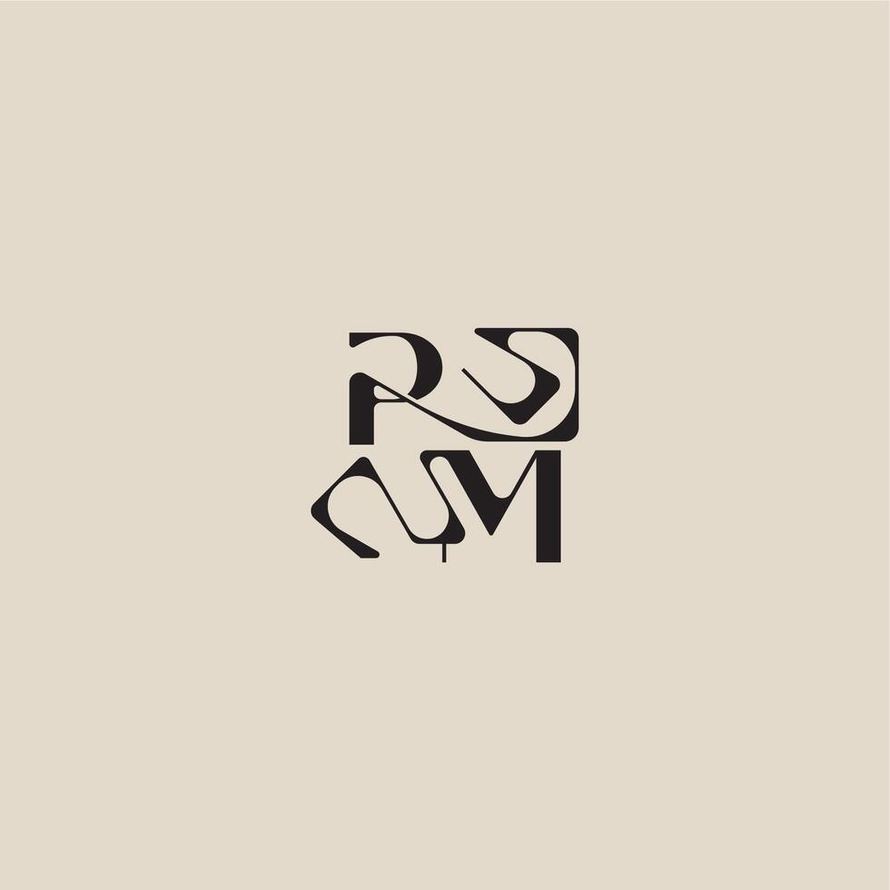 elegant initial logo bold style and luxury concept PM curved typography monogram letter vector