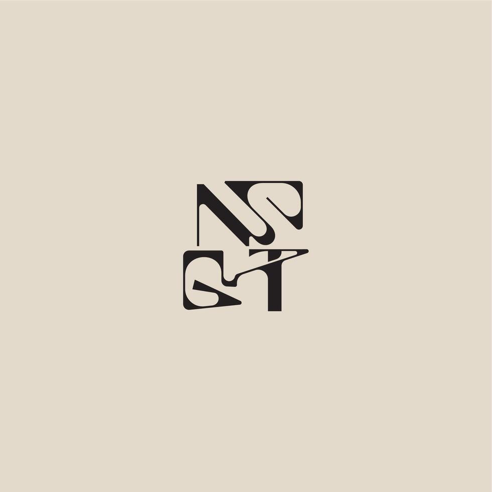elegant initial logo bold style and luxury concept NT curved typography monogram letter vector