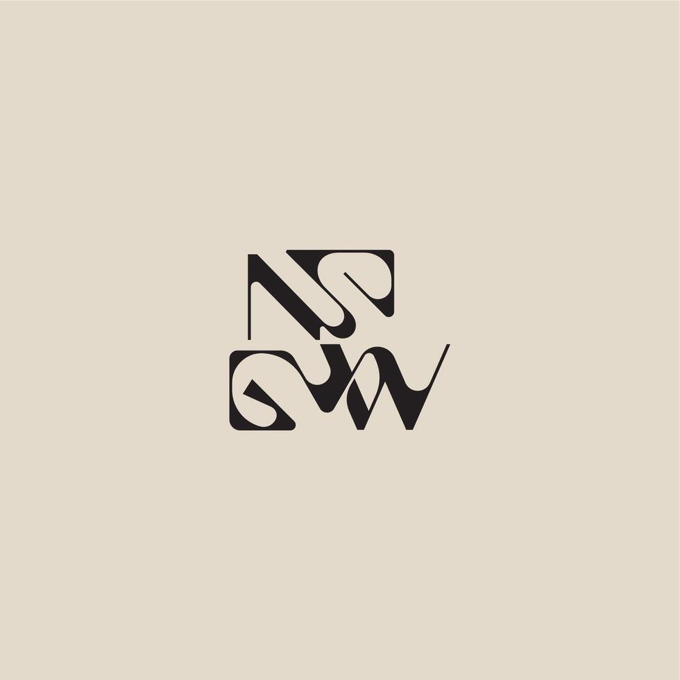 elegant initial logo bold style and luxury concept NW curved typography monogram letter vector