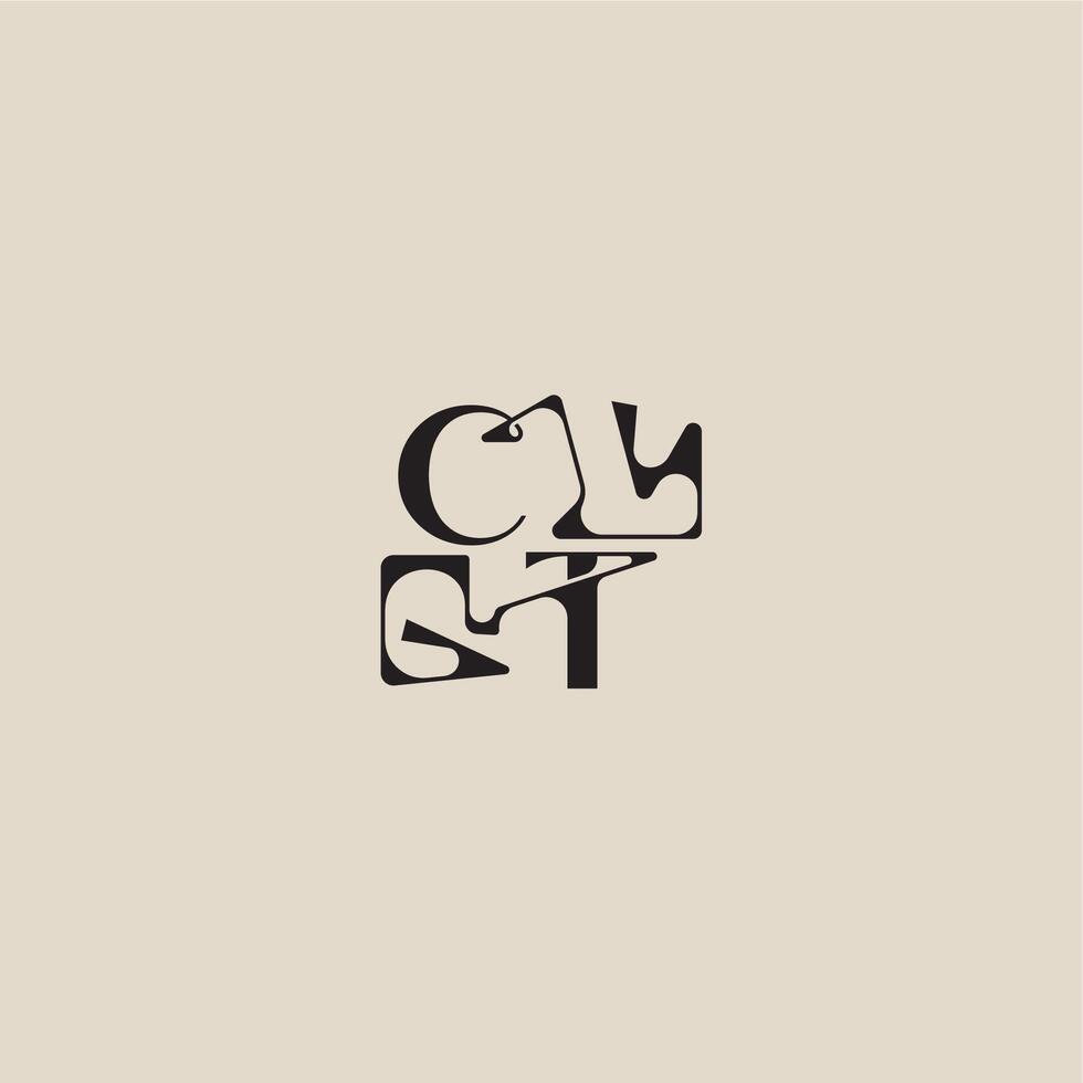 elegant initial logo bold style and luxury concept CT curved typography monogram letter vector