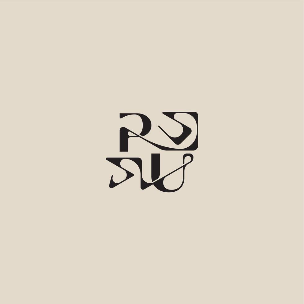 elegant initial logo bold style and luxury concept PU curved typography monogram letter vector