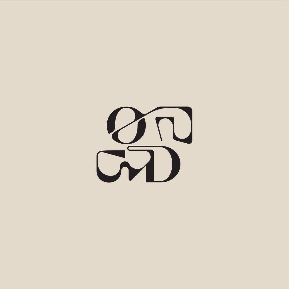 elegant initial logo bold style and luxury concept OD curved typography monogram letter vector