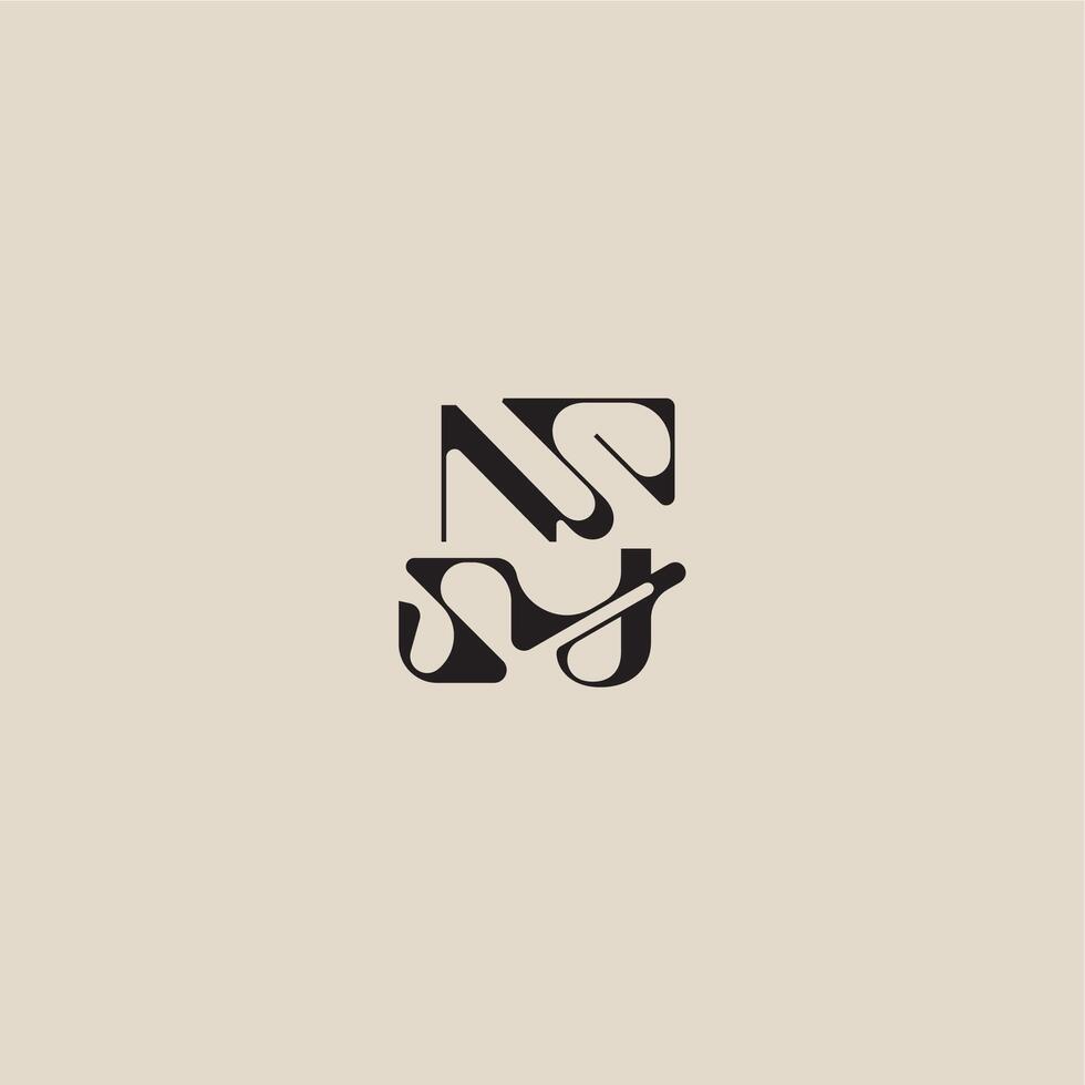 elegant initial logo bold style and luxury concept NJ curved typography monogram letter vector