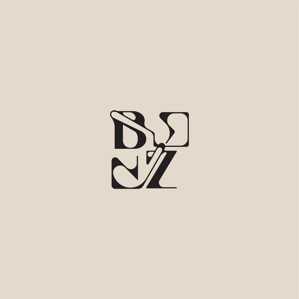 elegant initial logo bold style and luxury concept BZ curved typography monogram letter vector