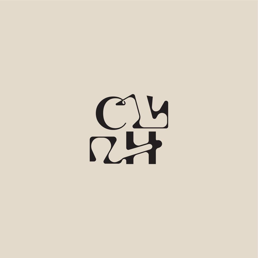 elegant initial logo bold style and luxury concept CH curved typography monogram letter vector