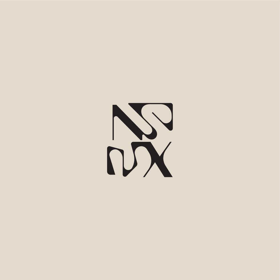 elegant initial logo bold style and luxury concept NX curved typography monogram letter vector