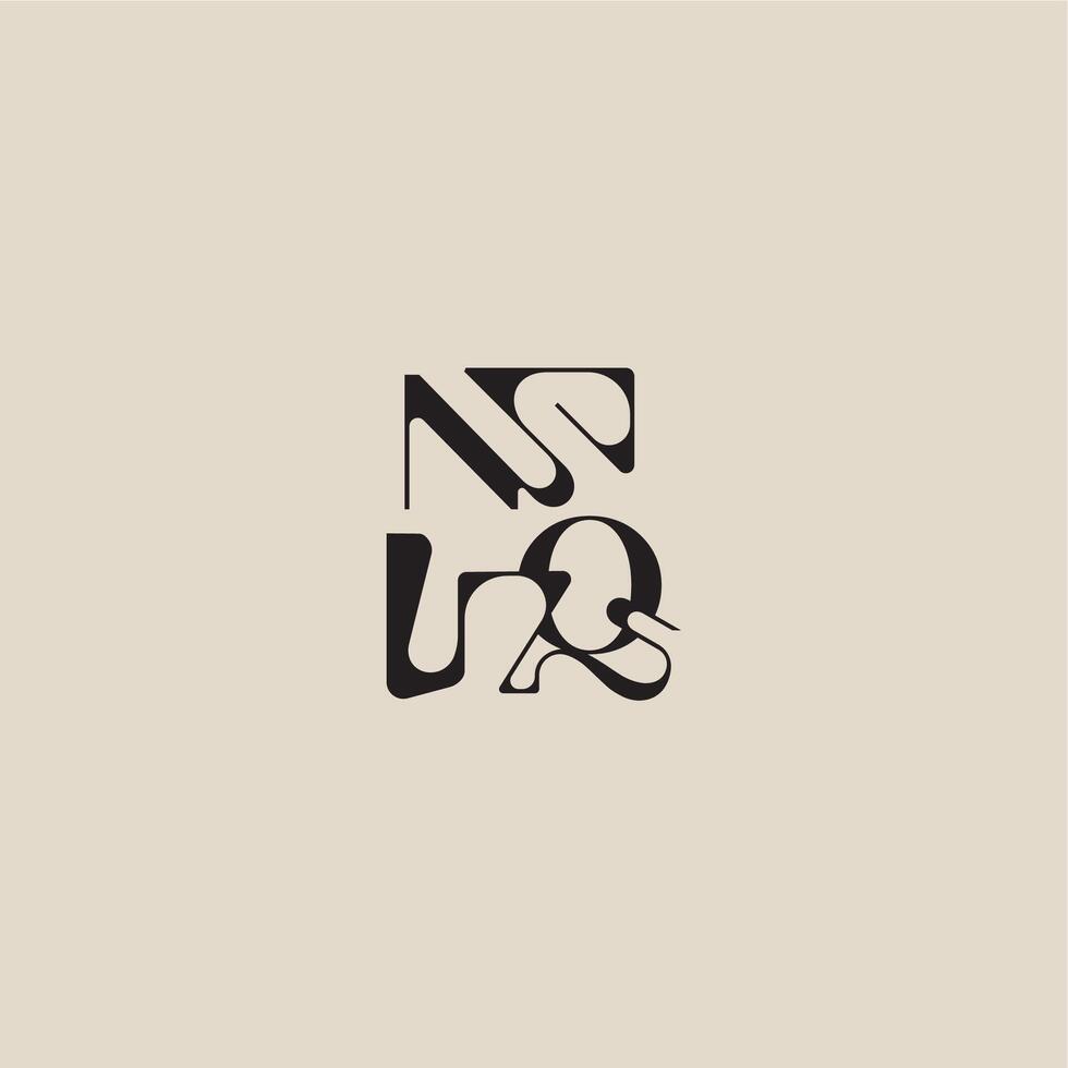 elegant initial logo bold style and luxury concept NQ curved typography monogram letter vector