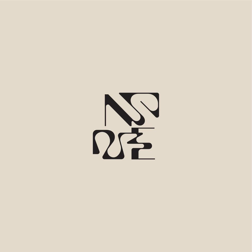 elegant initial logo bold style and luxury concept NE curved typography monogram letter vector