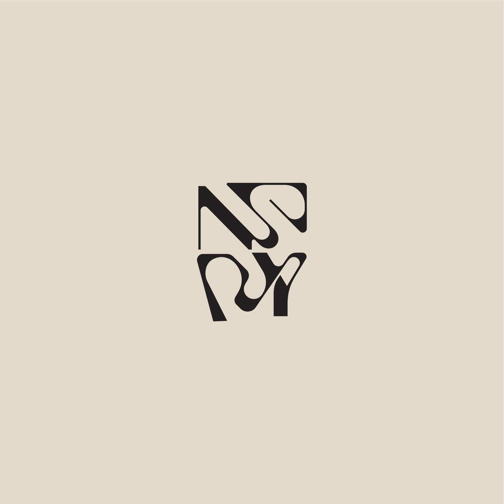 elegant initial logo bold style and luxury concept NY curved typography monogram letter vector