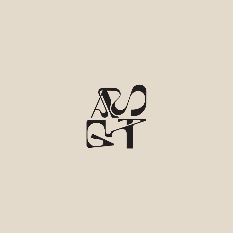 elegant initial logo bold style and luxury concept AT curved typography monogram letter vector