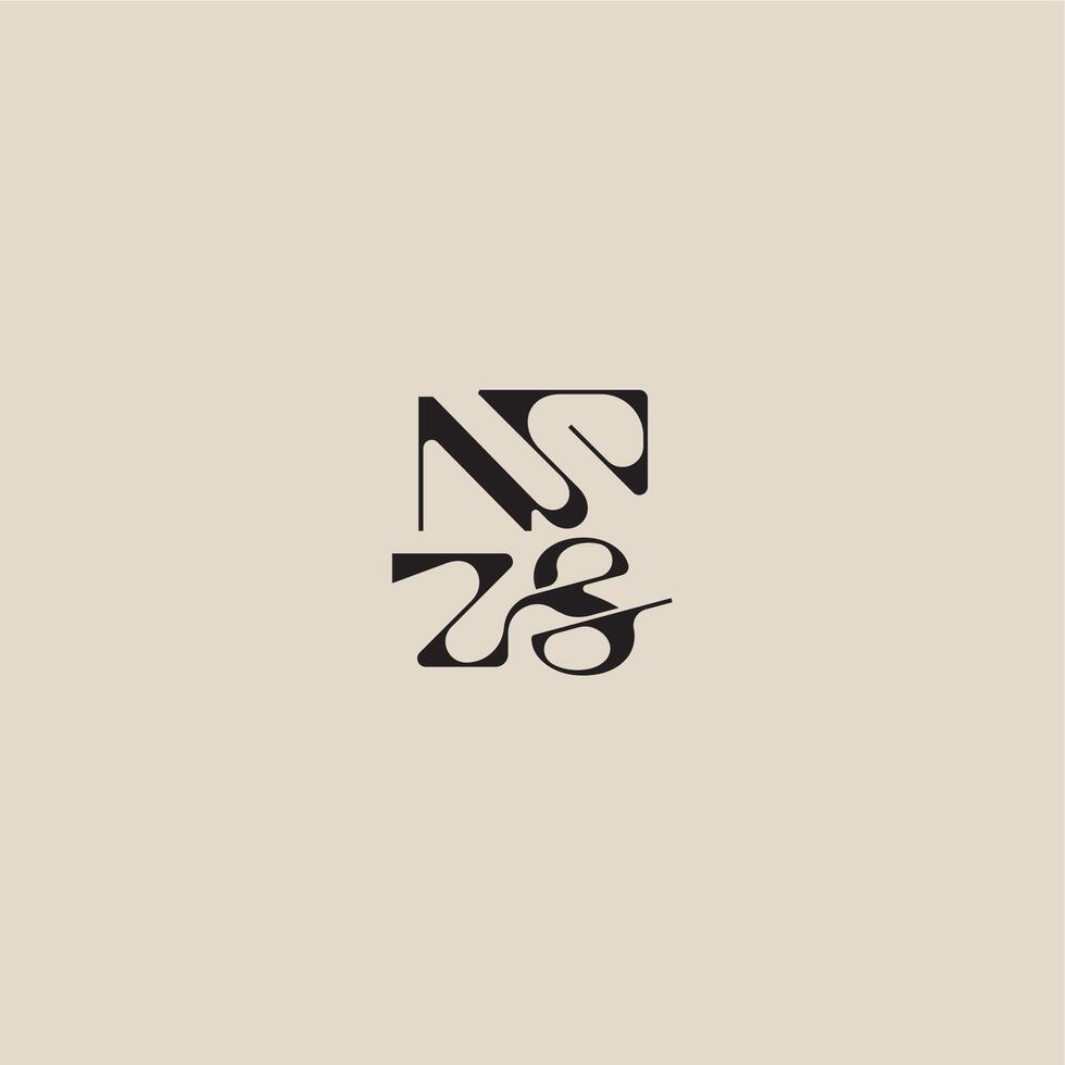 elegant initial logo bold style and luxury concept NS curved typography monogram letter vector