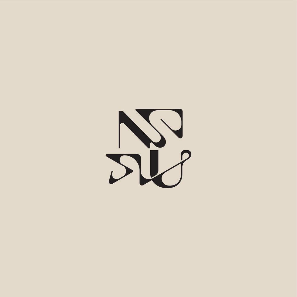 elegant initial logo bold style and luxury concept NU curved typography monogram letter vector