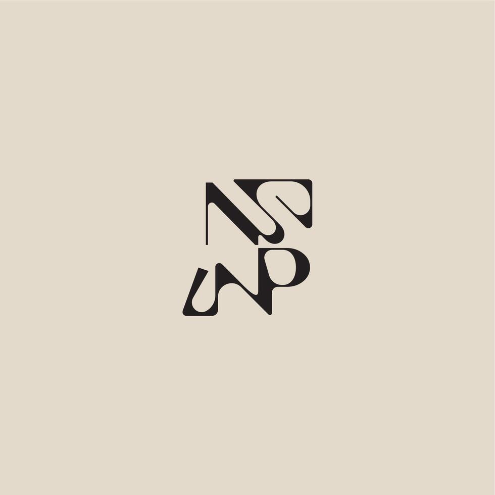 elegant initial logo bold style and luxury concept NP curved typography monogram letter vector