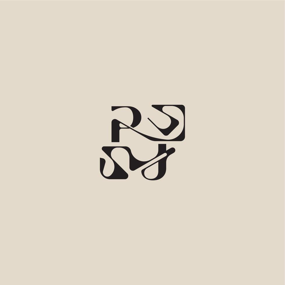elegant initial logo bold style and luxury concept PJ curved typography monogram letter vector