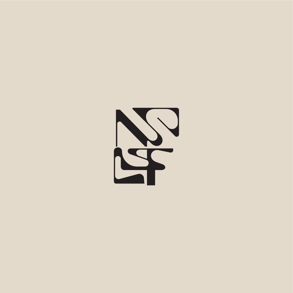 elegant initial logo bold style and luxury concept NF curved typography monogram letter vector