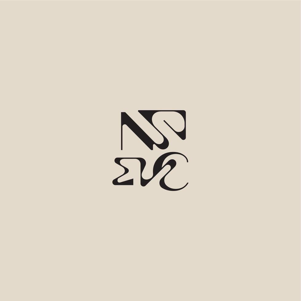 elegant initial logo bold style and luxury concept NC curved typography monogram letter vector