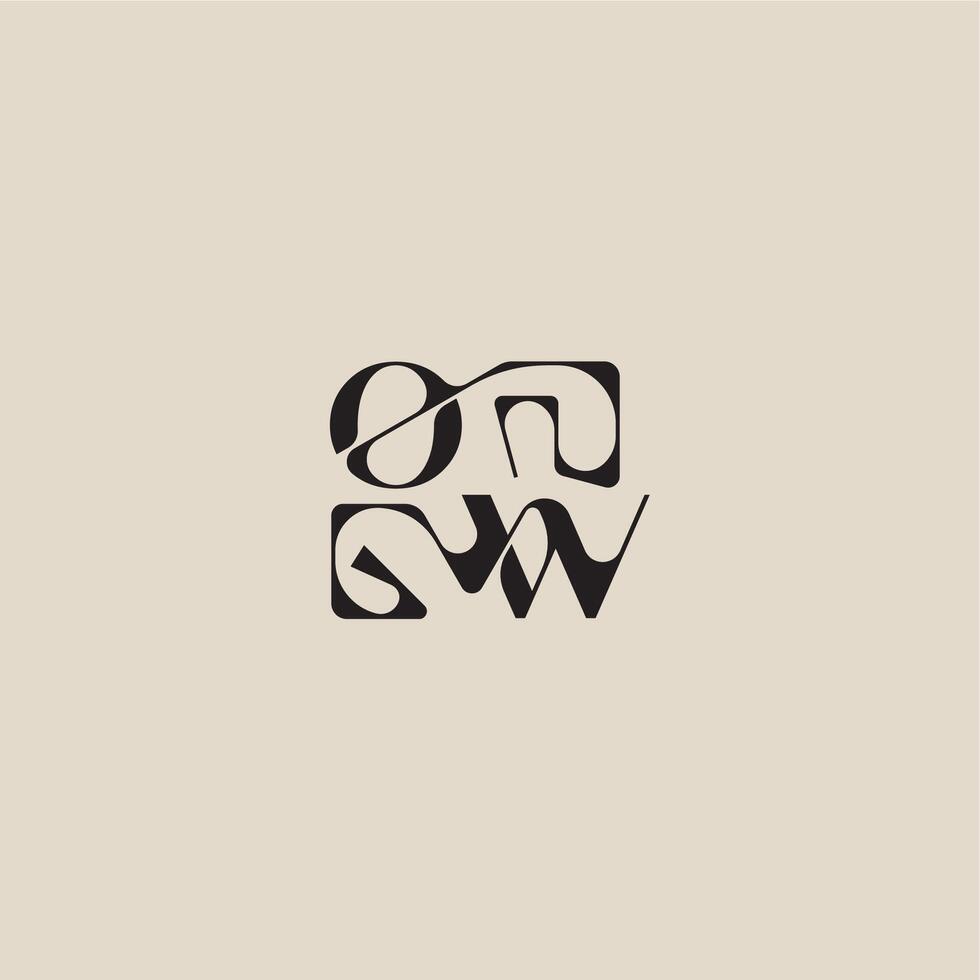 elegant initial logo bold style and luxury concept OW curved typography monogram letter vector