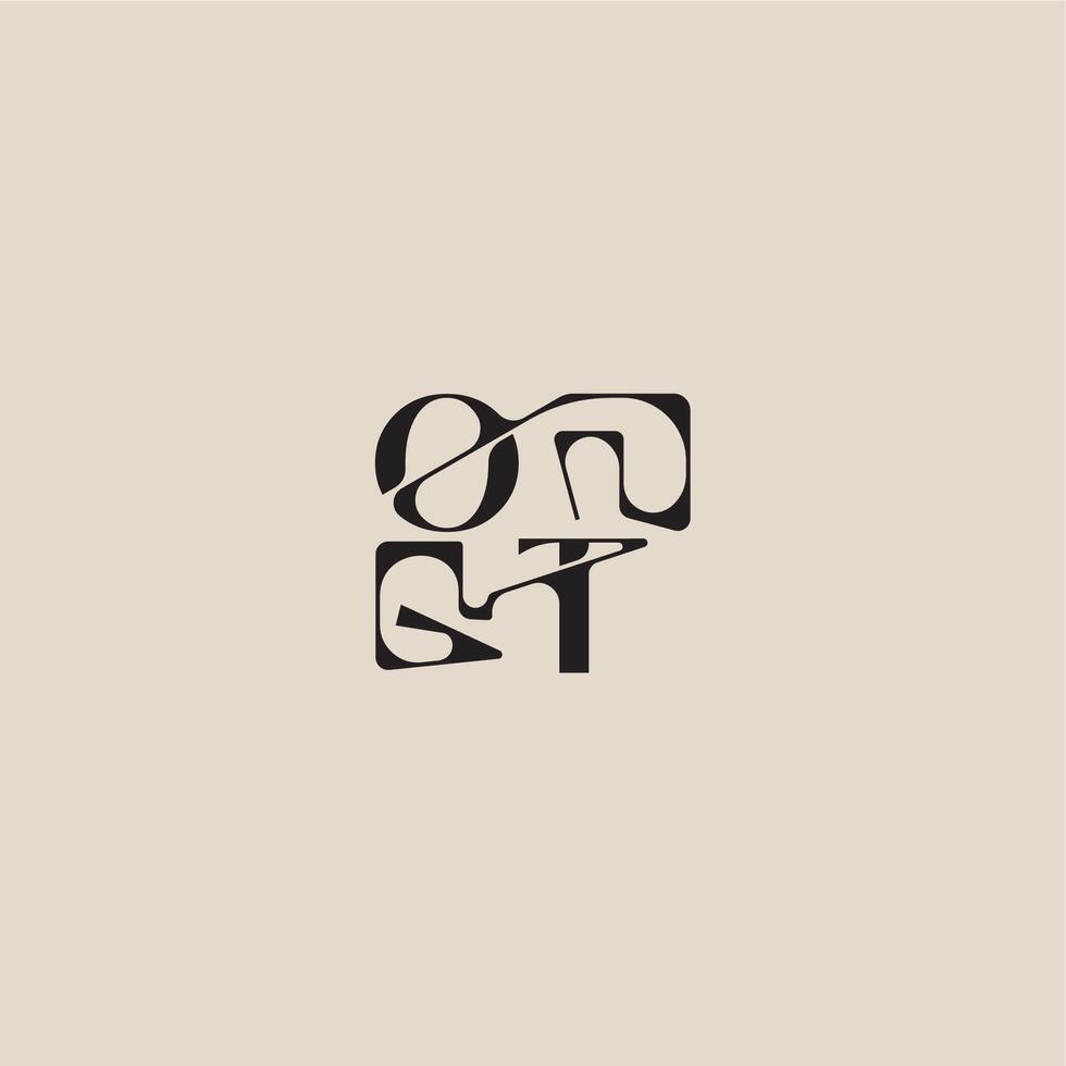 elegant initial logo bold style and luxury concept OT curved typography monogram letter vector