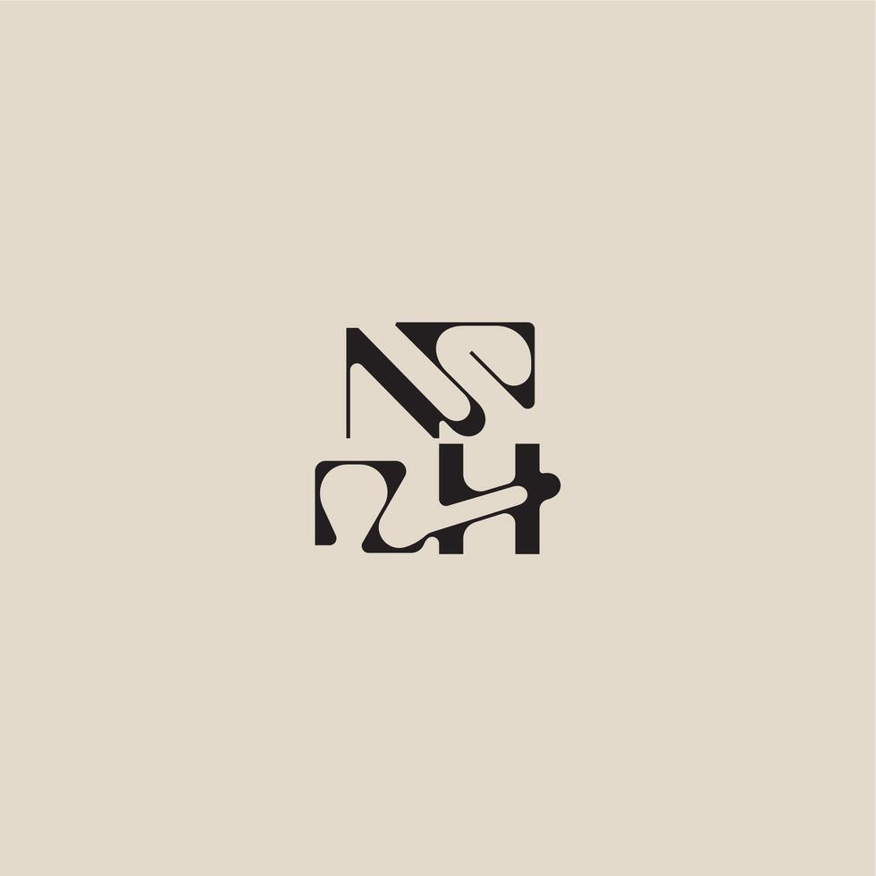 elegant initial logo bold style and luxury concept NH curved typography monogram letter vector