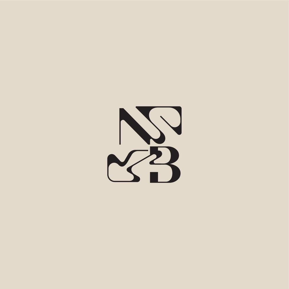elegant initial logo bold style and luxury concept NB curved typography monogram letter vector