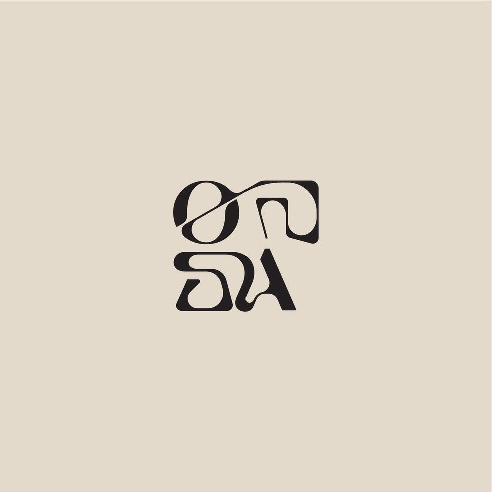 elegant initial logo bold style and luxury concept OA curved typography monogram letter vector