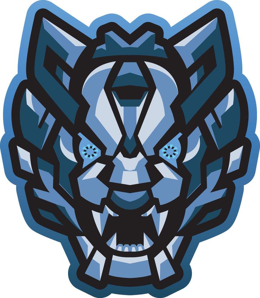 Tiger head robotic glowing eyes mascot logo vector