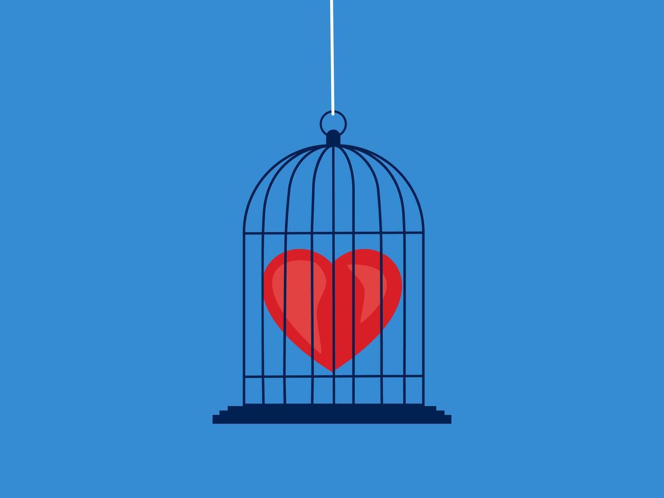 a heart in a cage with a blue background vector