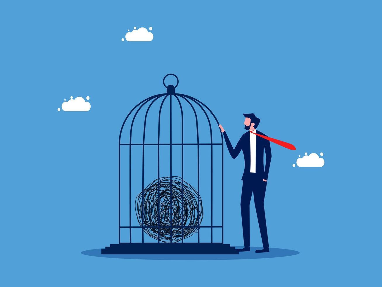 businessman in a cage with a bird in it vector