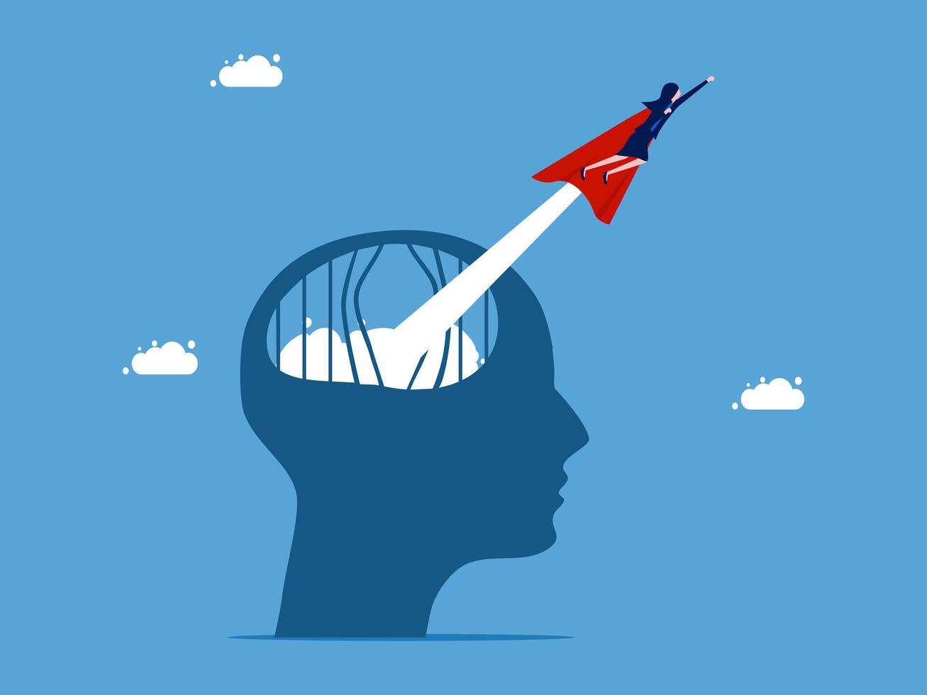 a person with a rocket flying out of their head vector