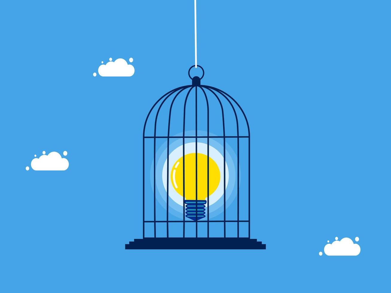 a light bulb is inside a cage with a bird vector