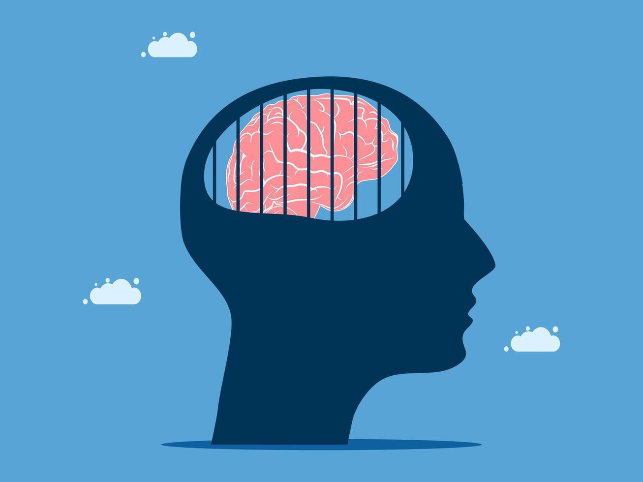 a man's head with a brain inside it vector
