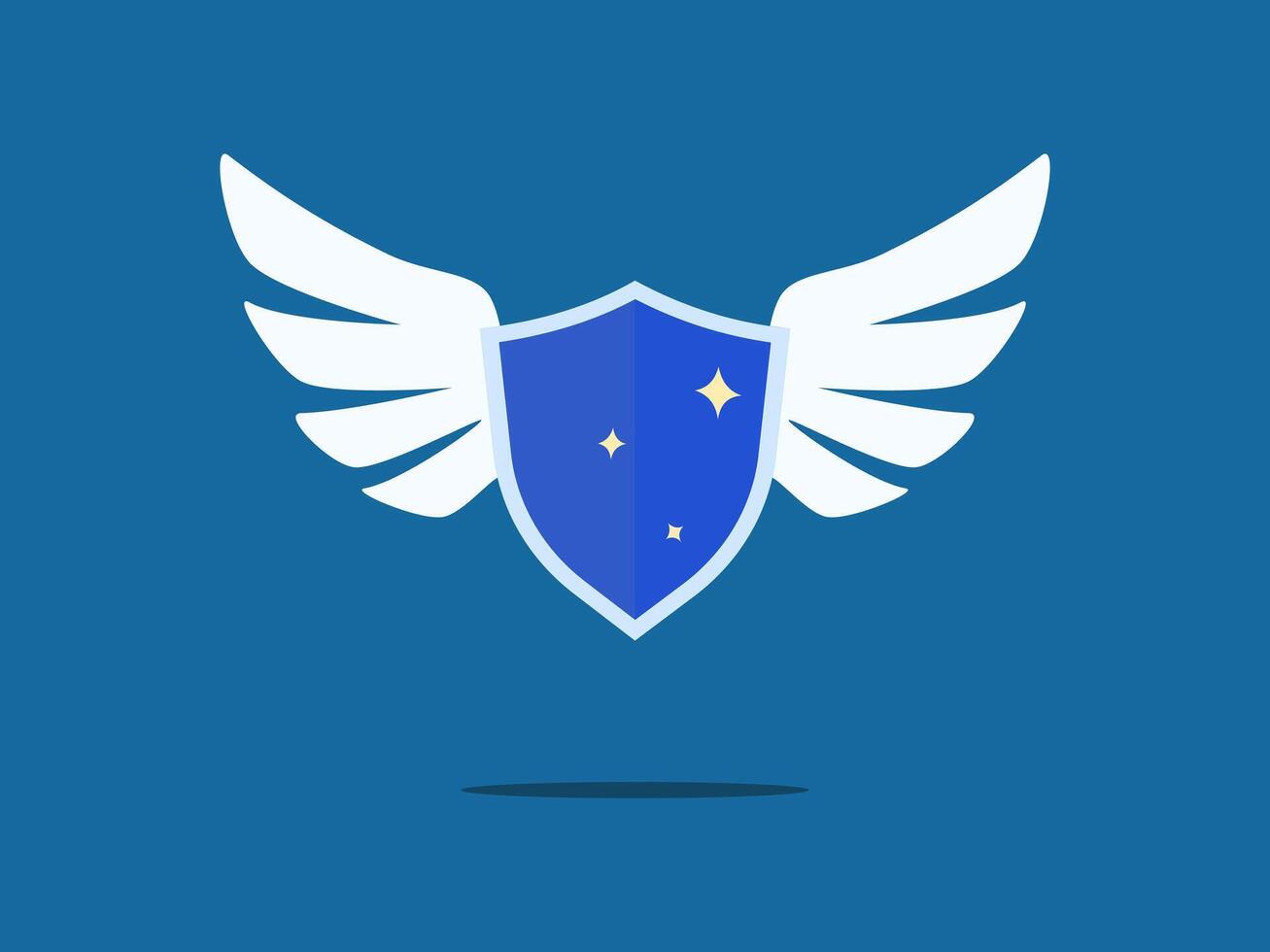 a blue shield with wings on it vector