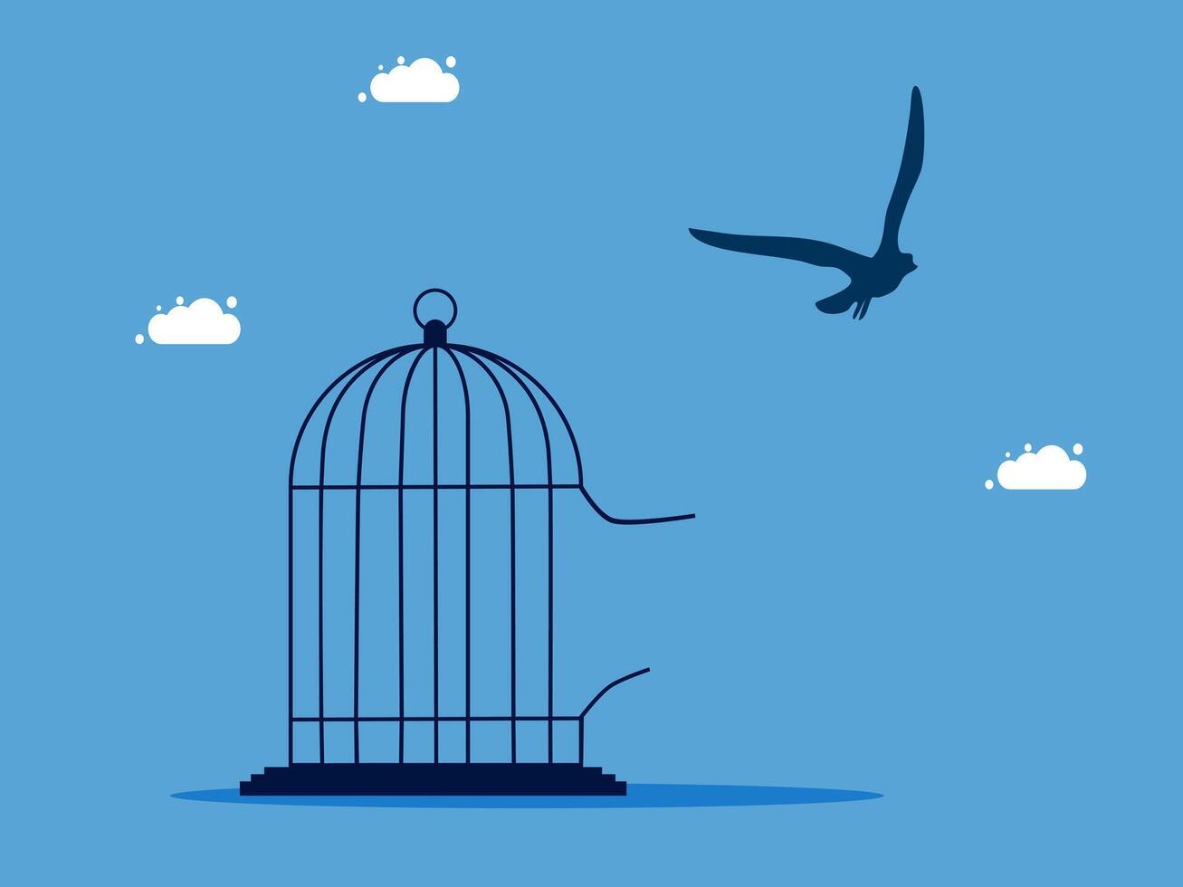 a bird flying out of a cage with a bird inside vector