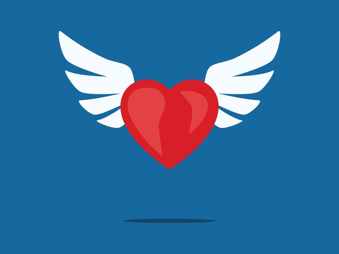 a heart with wings on a blue background vector