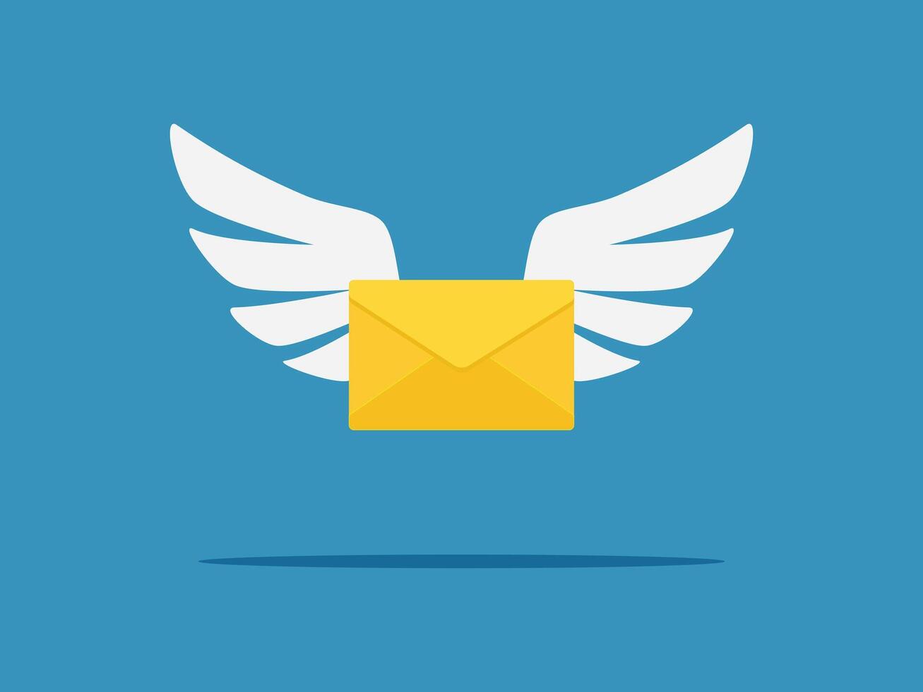 an envelope with wings on a blue background vector